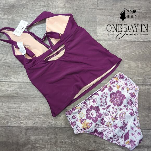 Cupshe Ribbed Bottom Tankini Swimsuit Size M - Picture 7 of 7